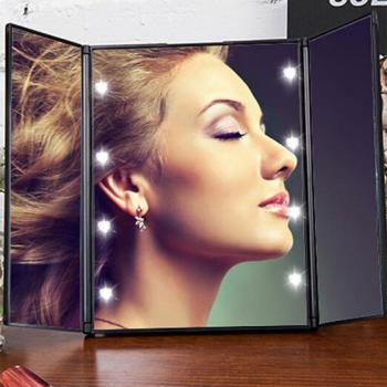 Портативное складное косметическое зеркало для макияжа с подсветкой